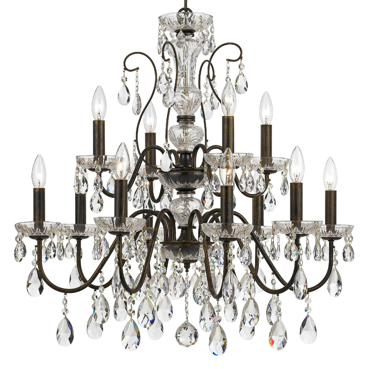 Crystorama Butler 12 Light Spectra Crystal English Bronze Chandelier