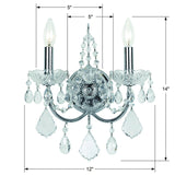 Crystorama Imperial 2 Light Clear Italian Crystal Polished Chrome Sconce