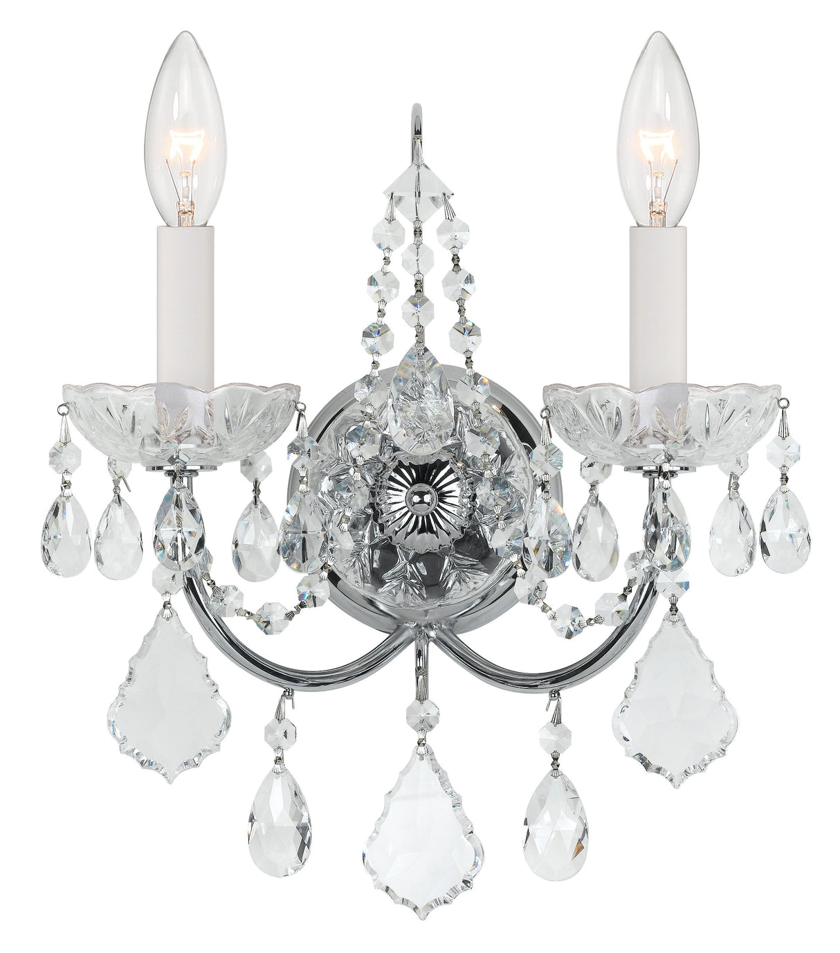 Crystorama Imperial 2 Light Hand Cut Crystal Polished Chrome Sconce