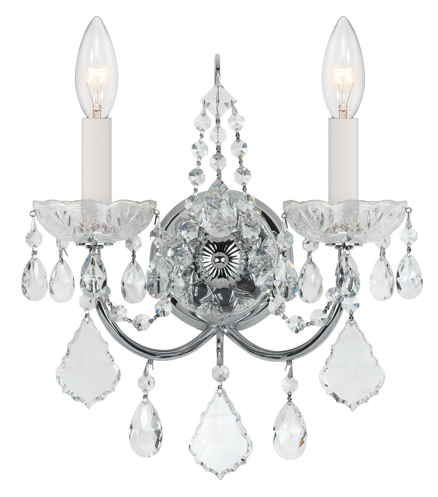 Crystorama Imperial 2 Light Hand Cut Crystal Polished Chrome Sconce