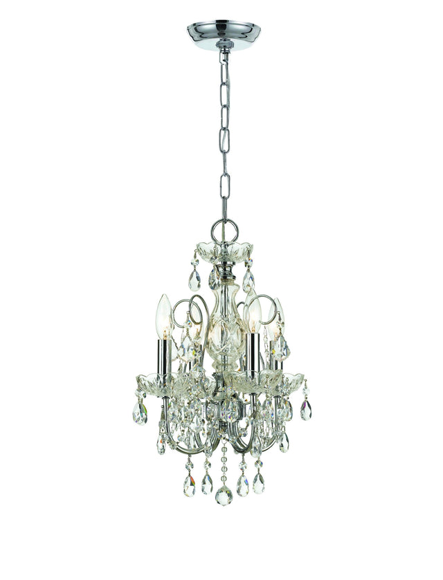 Crystorama Imperial 4 Light Clear Italian Crystal Polished Chrome Mini Chandelier