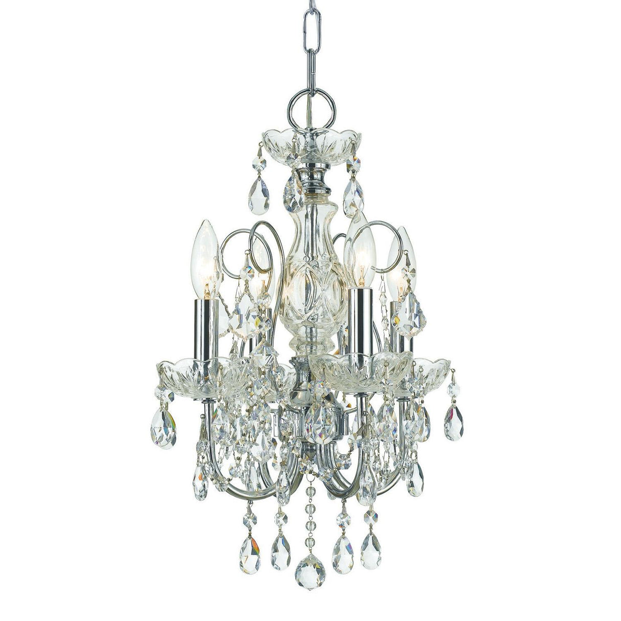 Crystorama Imperial 4 Light Hand Cut Crystal Polished Chrome Mini Chandelier