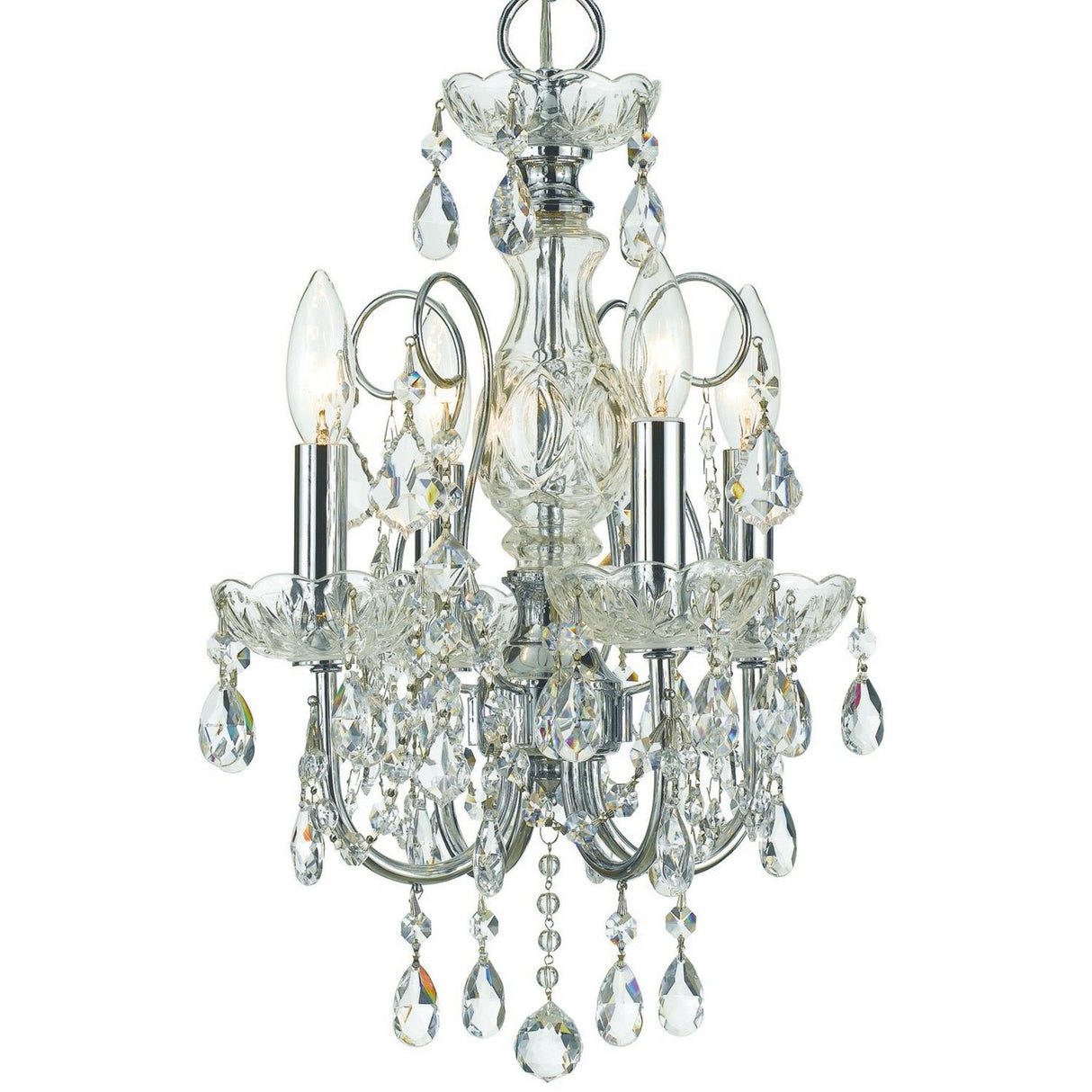 Crystorama Imperial 4 Light Hand Cut Crystal Polished Chrome Mini Chandelier