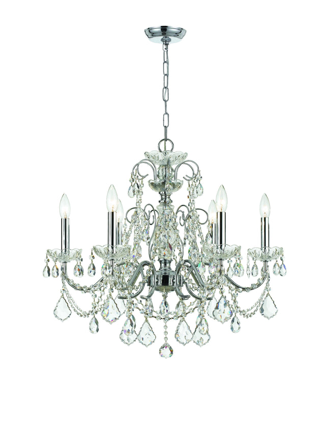 Crystorama Imperial 6 Light Hand Cut Crystal Polished Chrome Chandelier