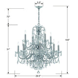 Crystorama Imperial 12 Light Hand Cut Crystal Polished Chrome Chandelier