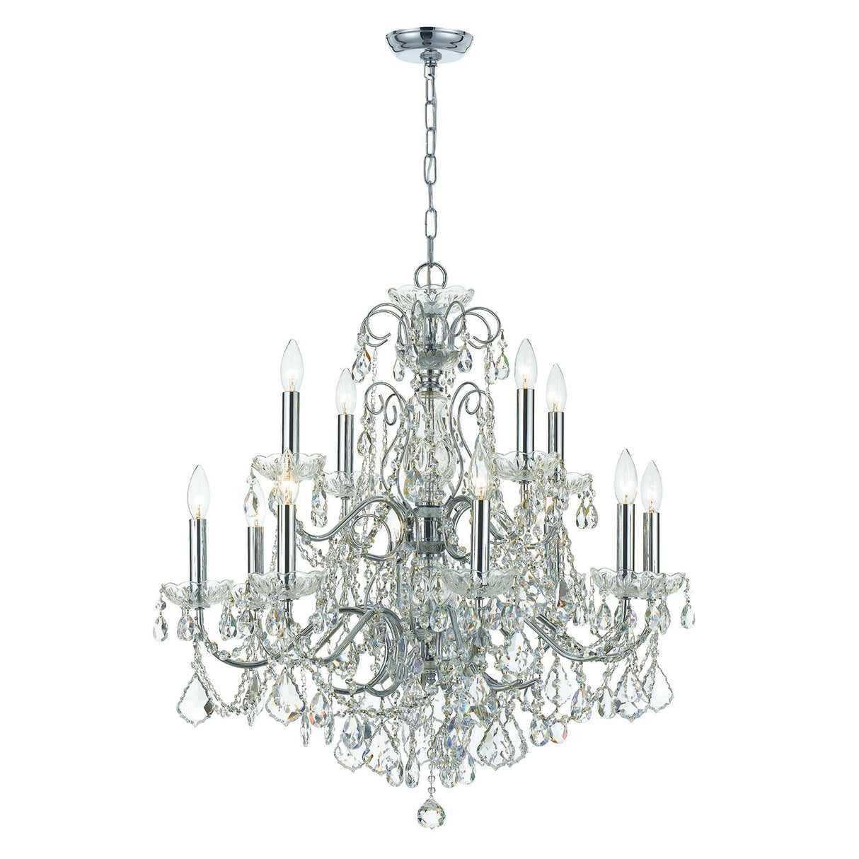Crystorama Imperial 12 Light Hand Cut Crystal Polished Chrome Chandelier