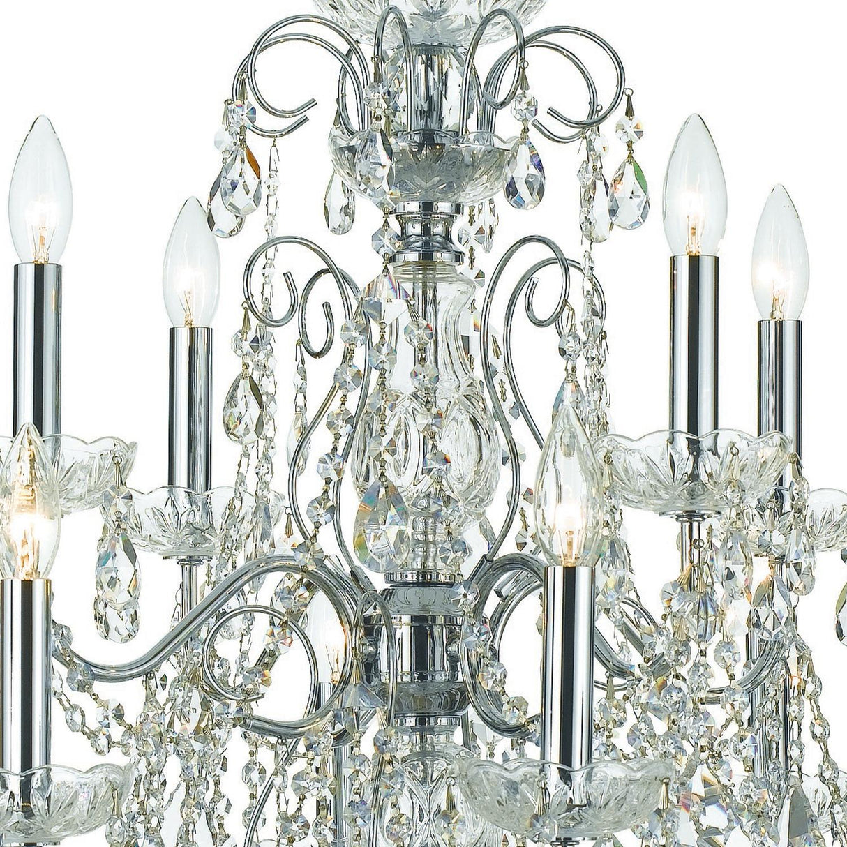 Crystorama Imperial 12 Light Hand Cut Crystal Polished Chrome Chandelier