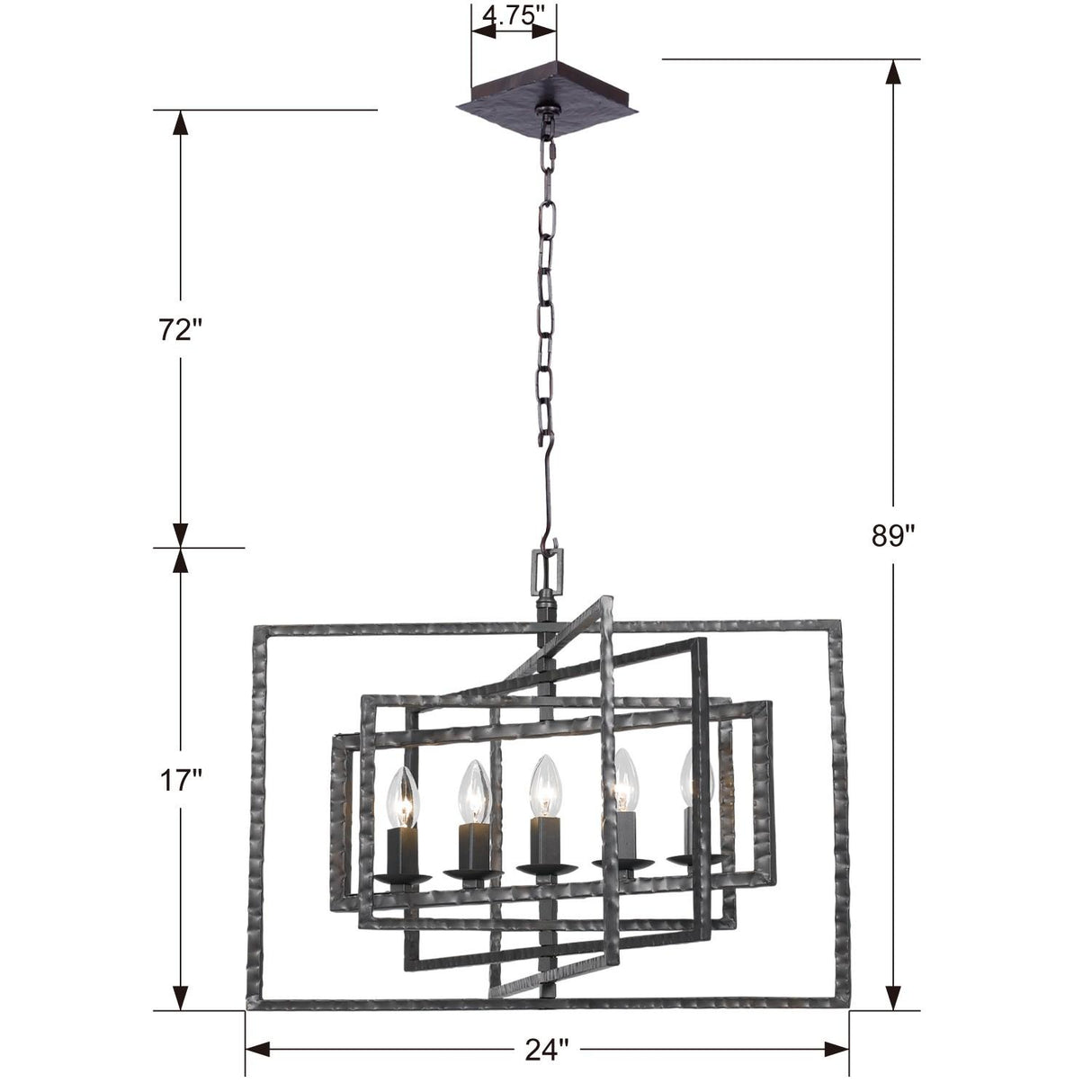 Crystorama Capri 5 Light Raw Steel Chandelier