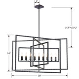 Crystorama Capri 9 Light Raw Steel Chandelier