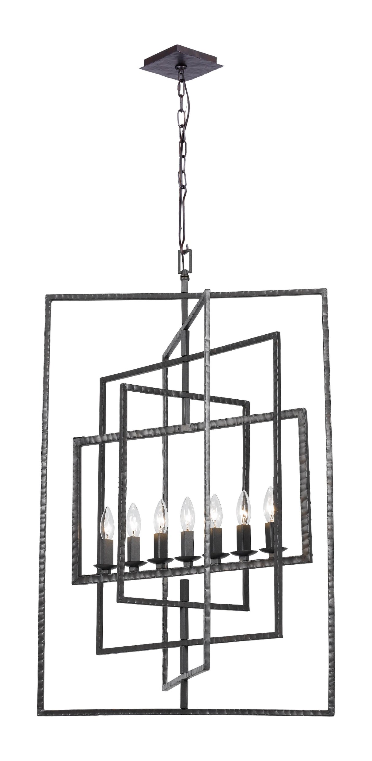 Crystorama Capri 7 Light Raw Steel Lantern Chandelier