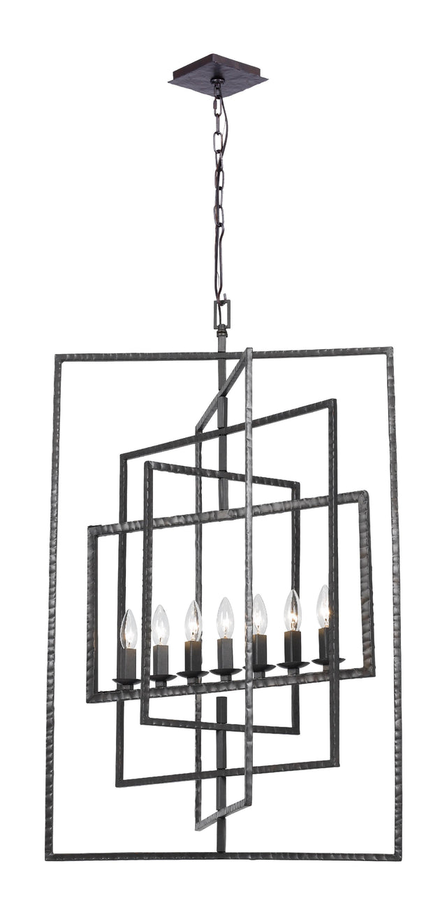 Crystorama Capri 7 Light Raw Steel Lantern Chandelier