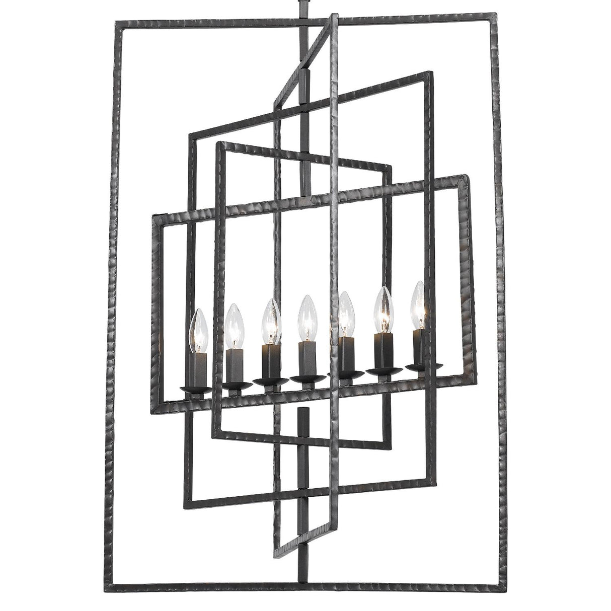 Crystorama Capri 7 Light Raw Steel Lantern Chandelier