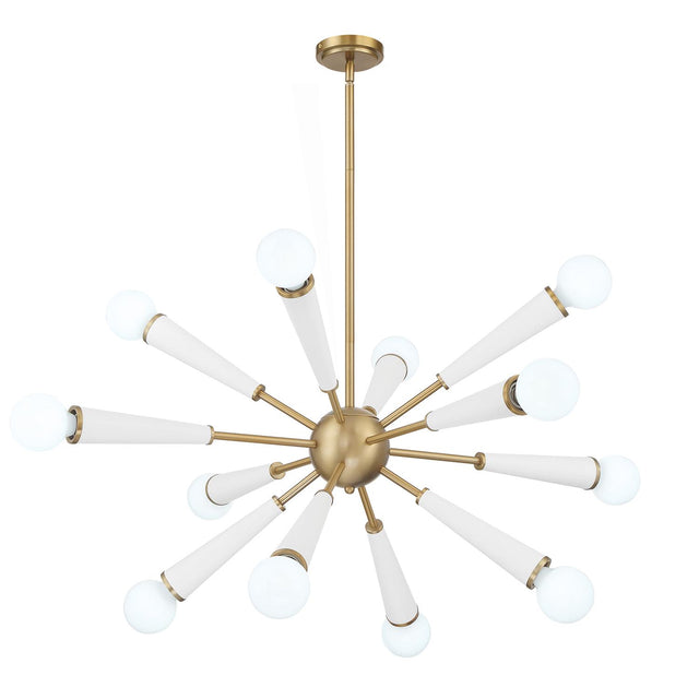 Crystorama Zodiac 12 Light Aged Brass + Matte White Chandelier
