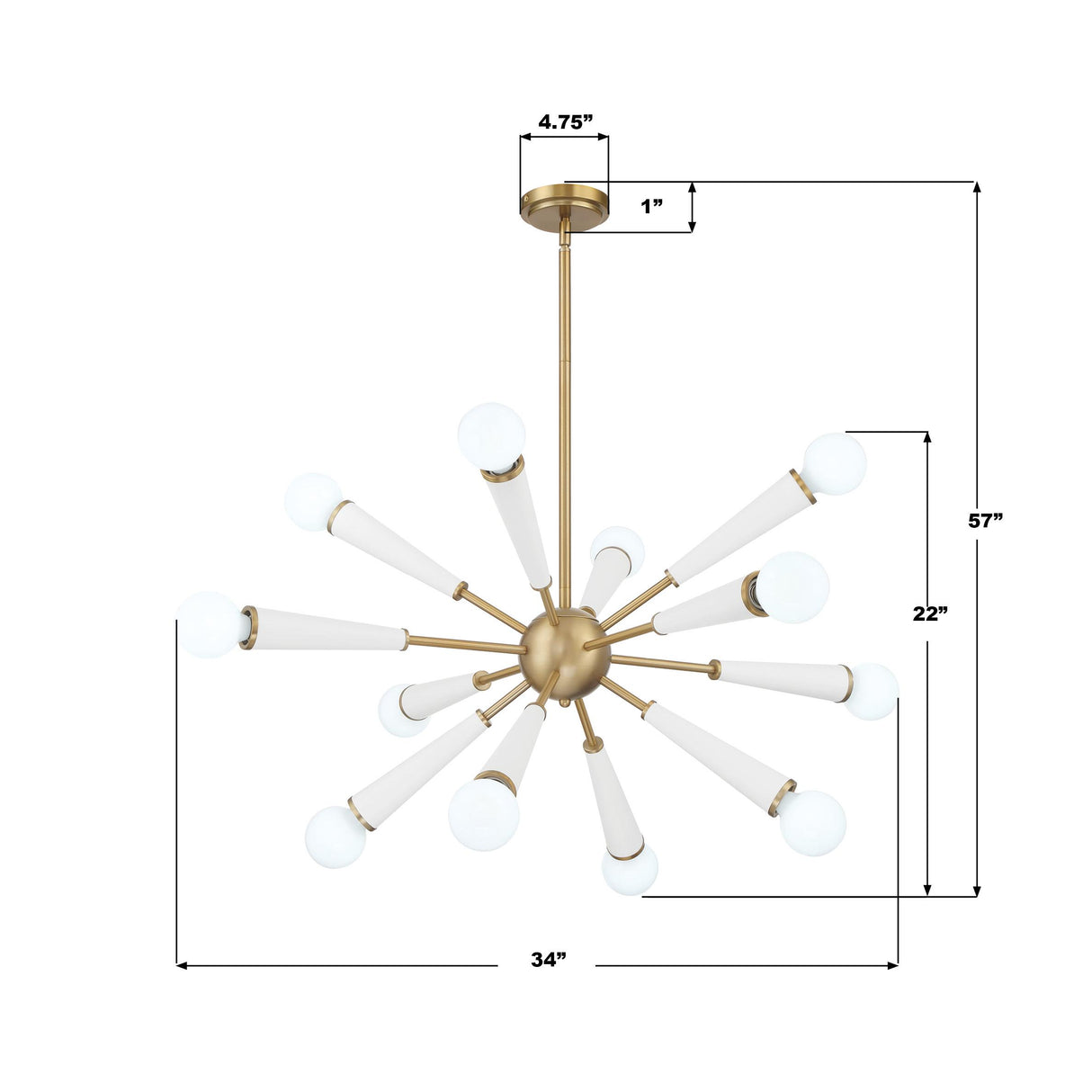 Crystorama Zodiac 12 Light Aged Brass + Matte White Chandelier