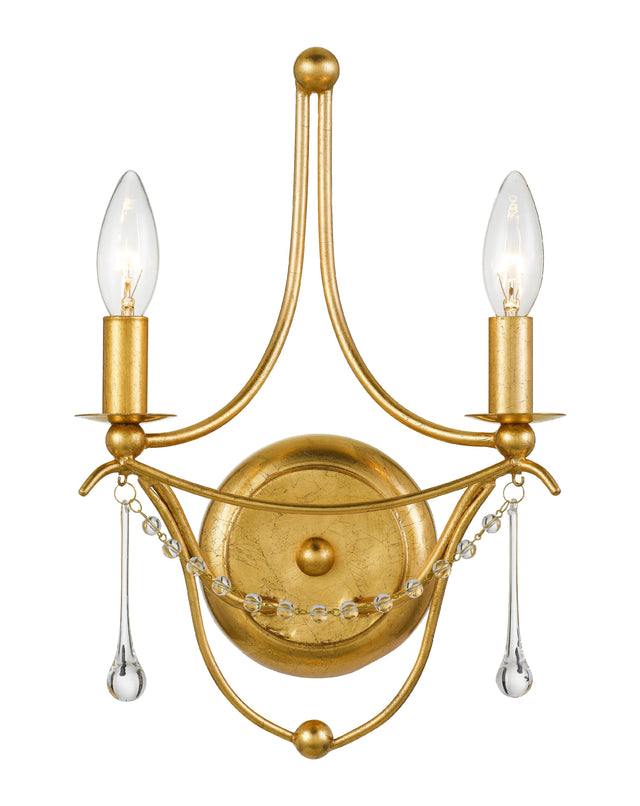 Crystorama Metro 2 Light Antique Gold Sconce
