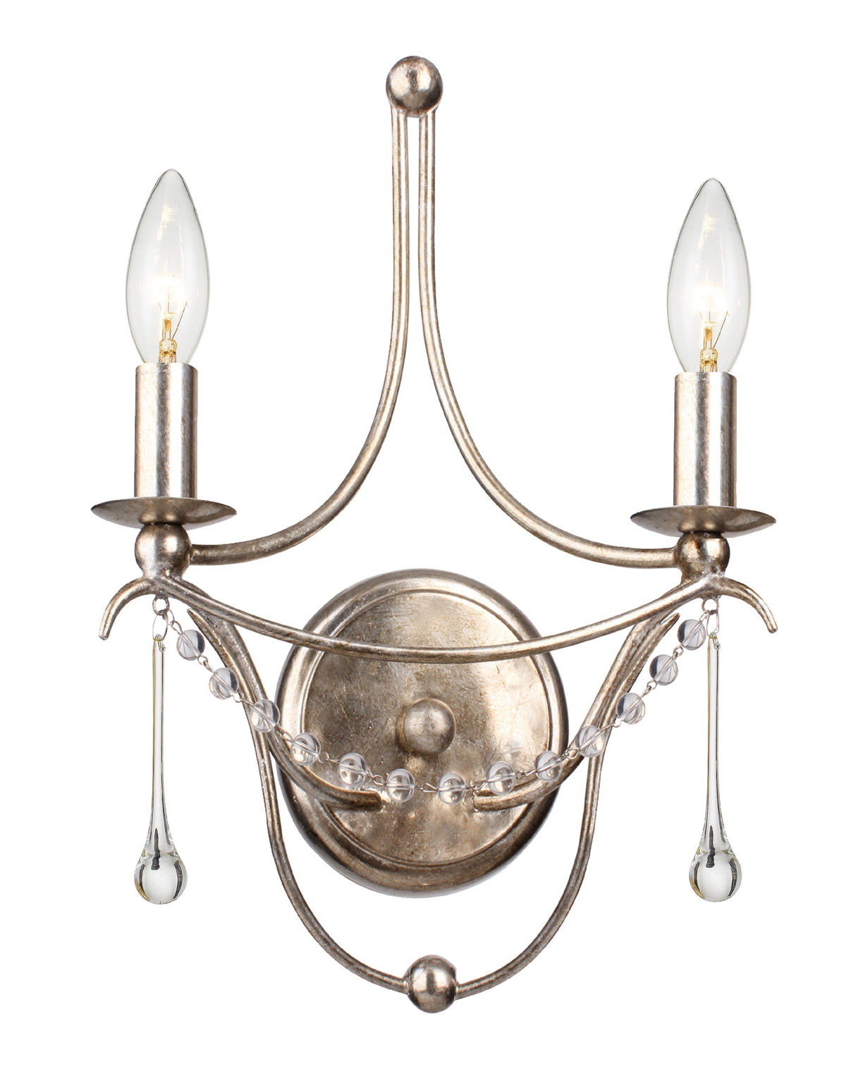 Crystorama Metro 2 Light Antique Silver Sconce
