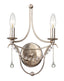 Crystorama Metro 2 Light Antique Silver Sconce