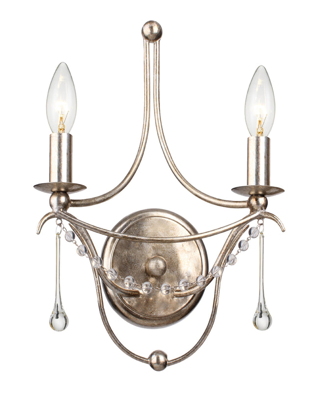 Crystorama Metro 2 Light Antique Silver Sconce