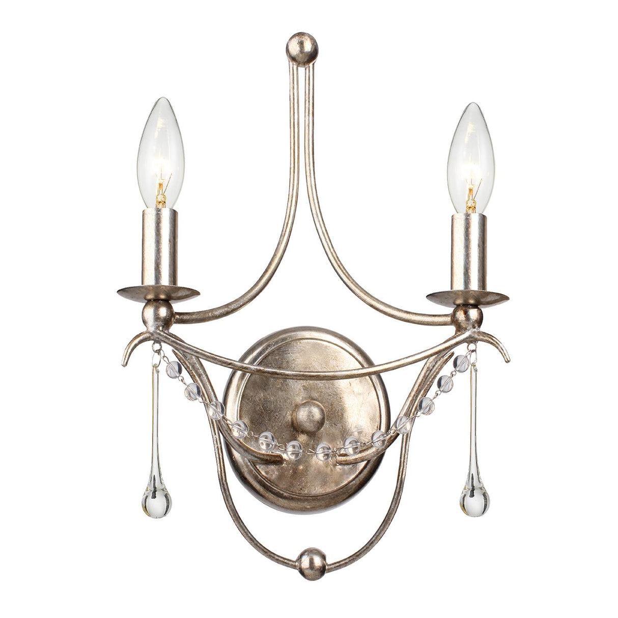 Crystorama Metro 2 Light Antique Silver Sconce