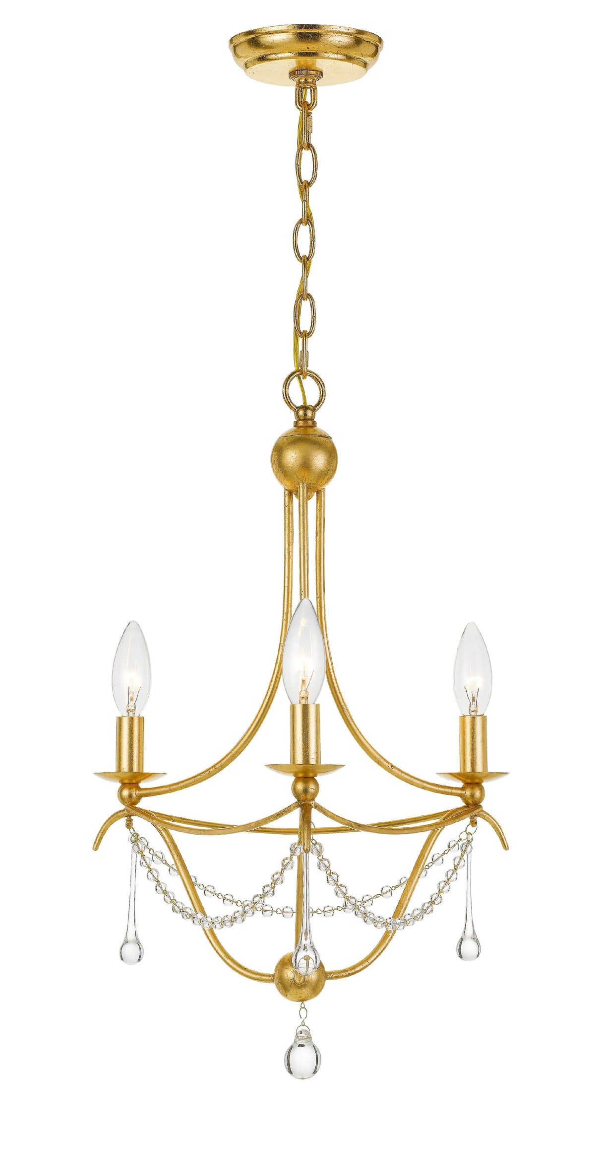 Crystorama Metro 3 Light Antique Gold Mini Chandelier
