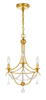 Crystorama Metro 3 Light Antique Gold Mini Chandelier