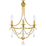 Crystorama Metro 3 Light Antique Gold Mini Chandelier