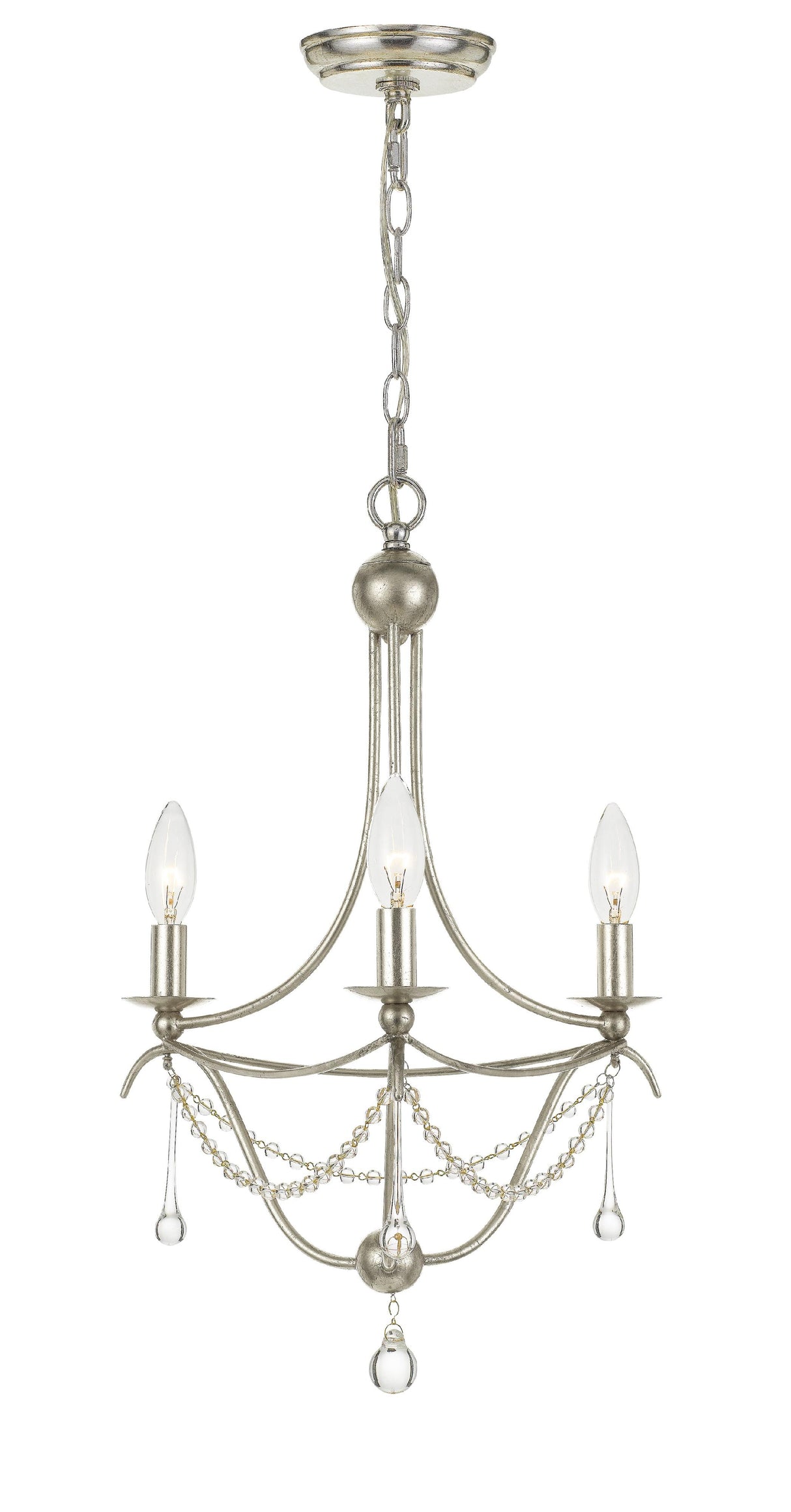 Crystorama Metro 3 Light Antique Silver Mini Chandelier