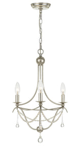 Crystorama Metro 3 Light Antique Silver Mini Chandelier
