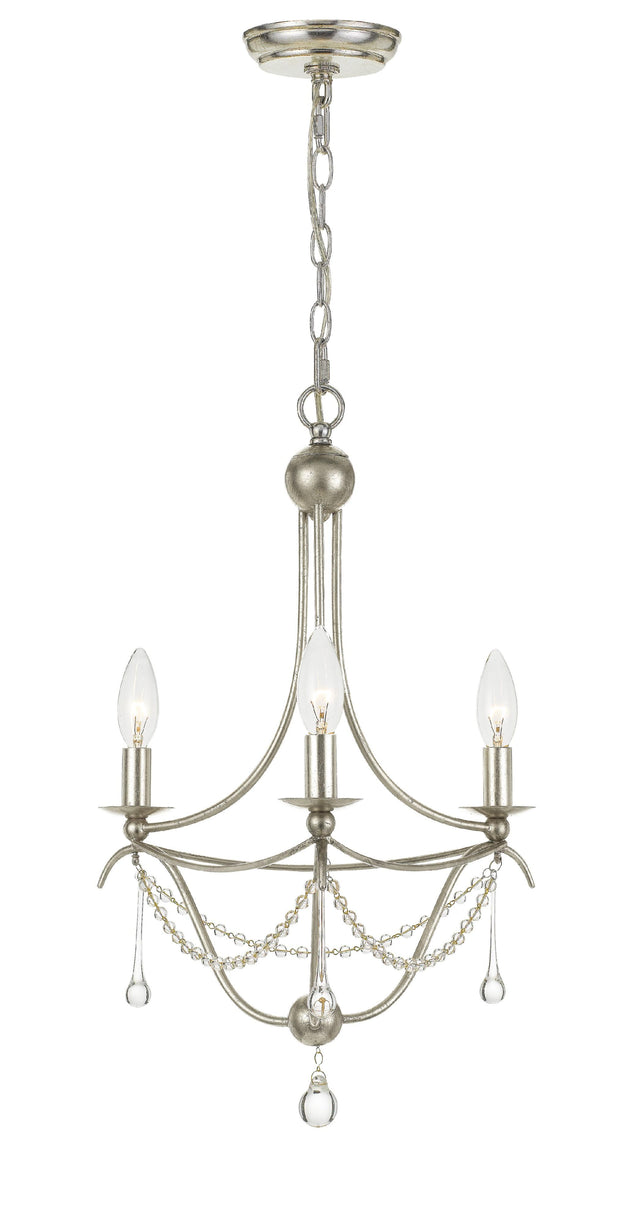 Crystorama Metro 3 Light Antique Silver Mini Chandelier