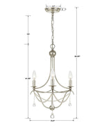 Crystorama Metro 3 Light Antique Silver Mini Chandelier