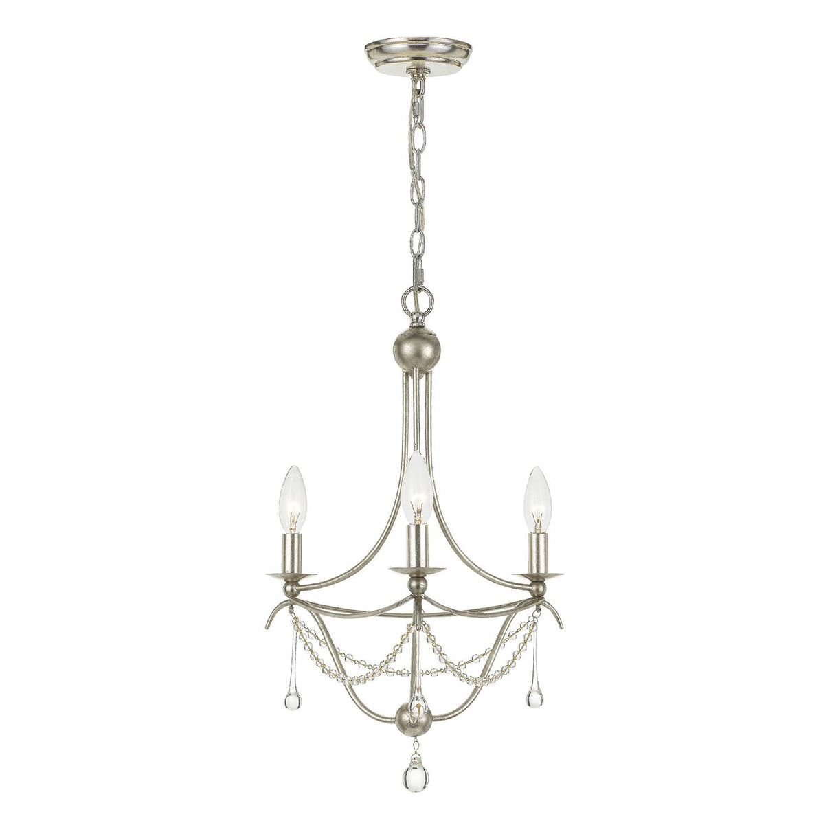 Crystorama Metro 3 Light Antique Silver Mini Chandelier