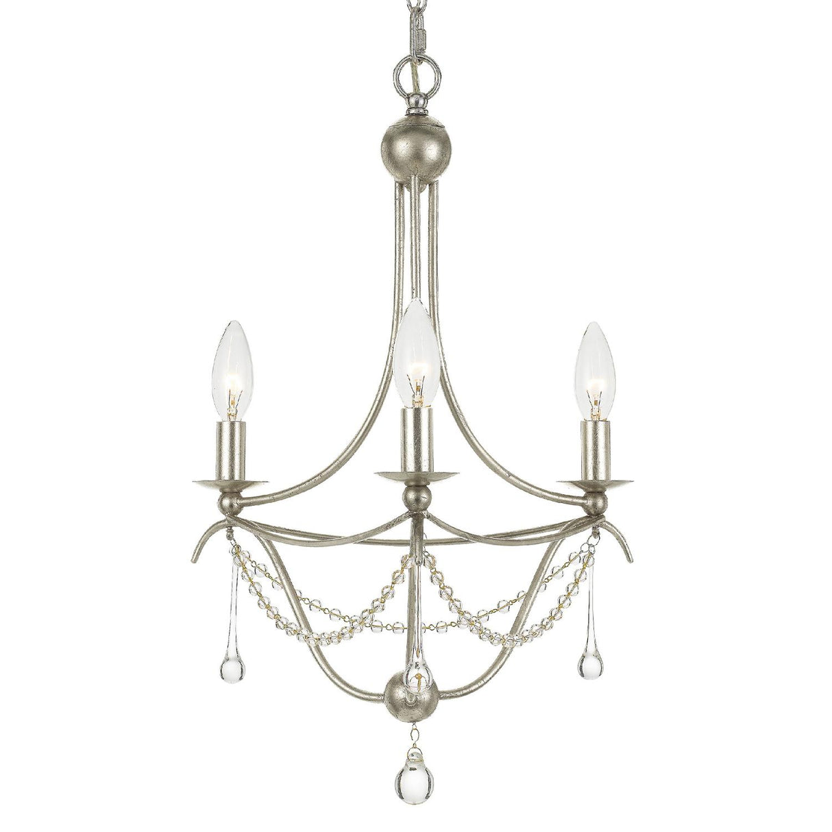 Crystorama Metro 3 Light Antique Silver Mini Chandelier