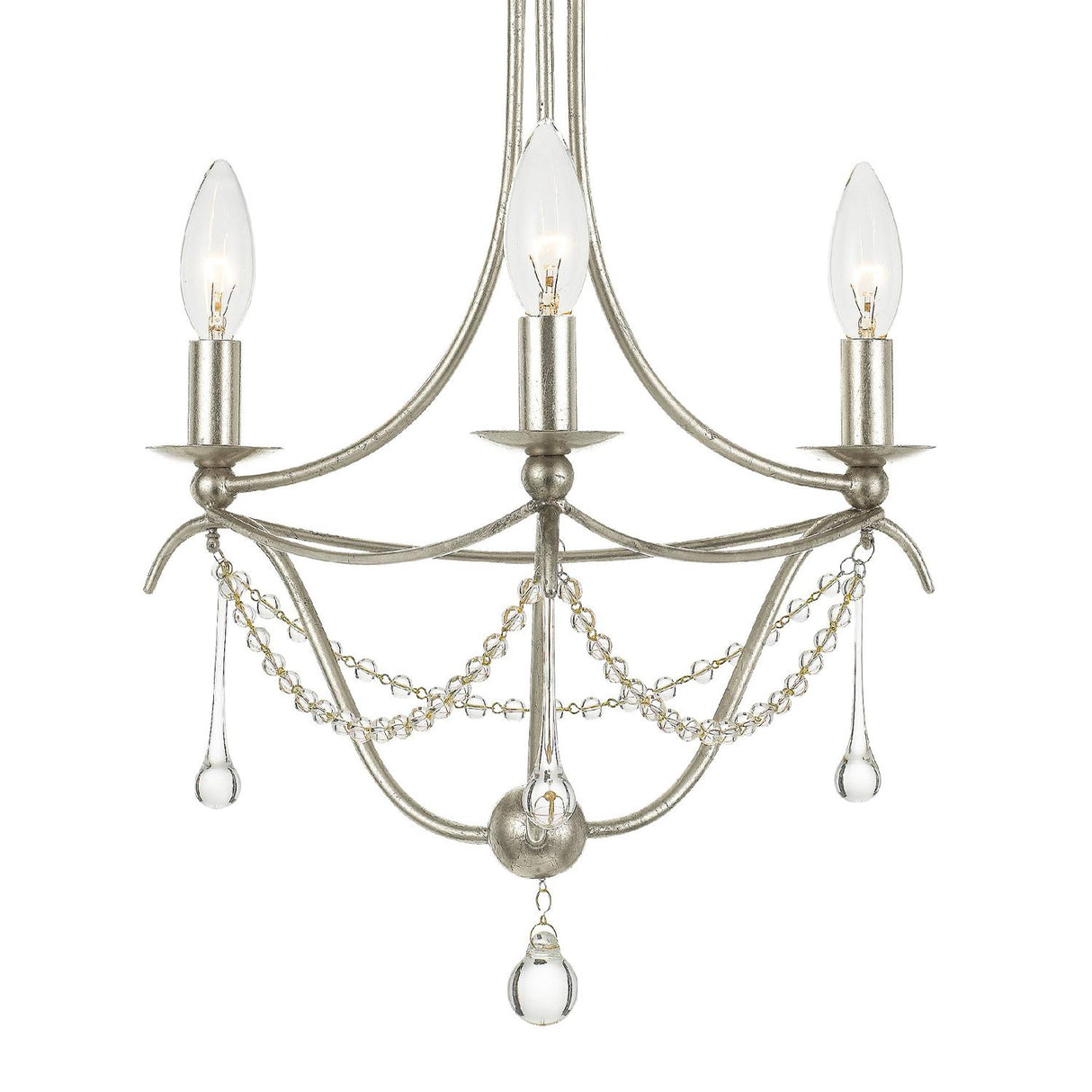Crystorama Metro 3 Light Antique Silver Mini Chandelier