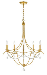 Crystorama Metro 5 Light Antique Gold Chandelier