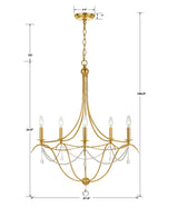 Crystorama Metro 5 Light Antique Gold Chandelier