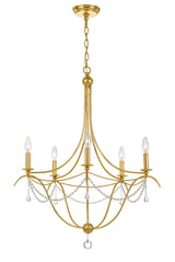 Crystorama Metro 5 Light Antique Gold Chandelier