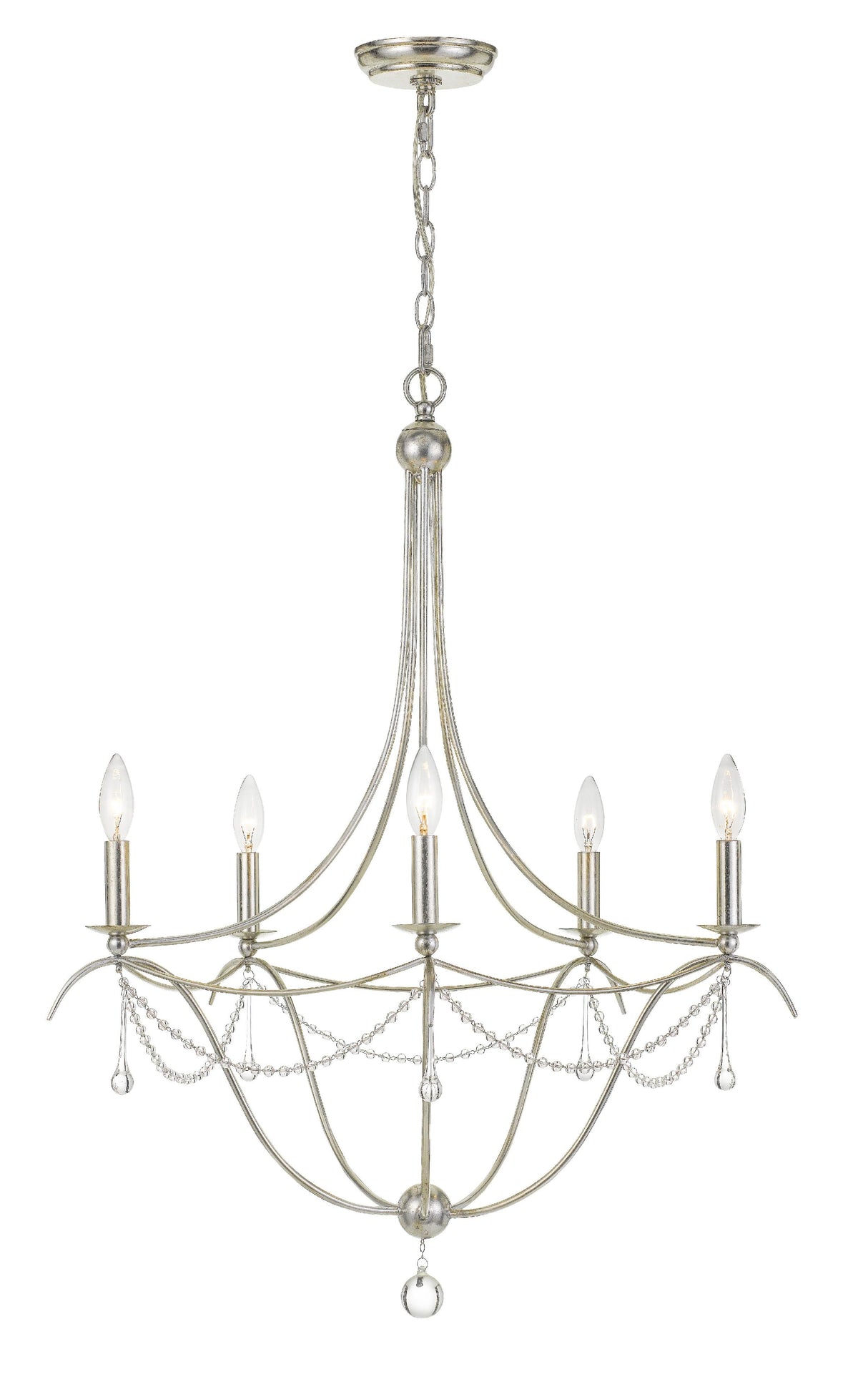 Crystorama Metro 5 Light Crystal Beads Antique Silver Chandelier