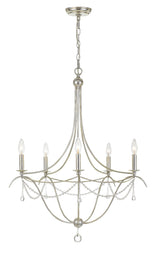 Crystorama Metro 5 Light Crystal Beads Antique Silver Chandelier