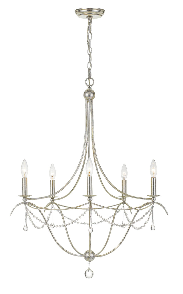 Crystorama Metro 5 Light Crystal Beads Antique Silver Chandelier