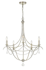 Crystorama Metro 5 Light Crystal Beads Antique Silver Chandelier