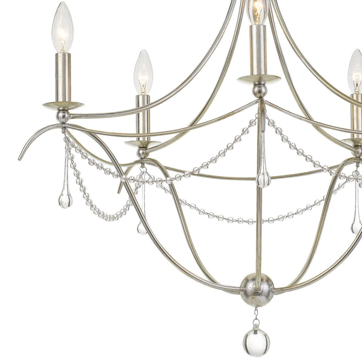 Crystorama Metro 5 Light Crystal Beads Antique Silver Chandelier