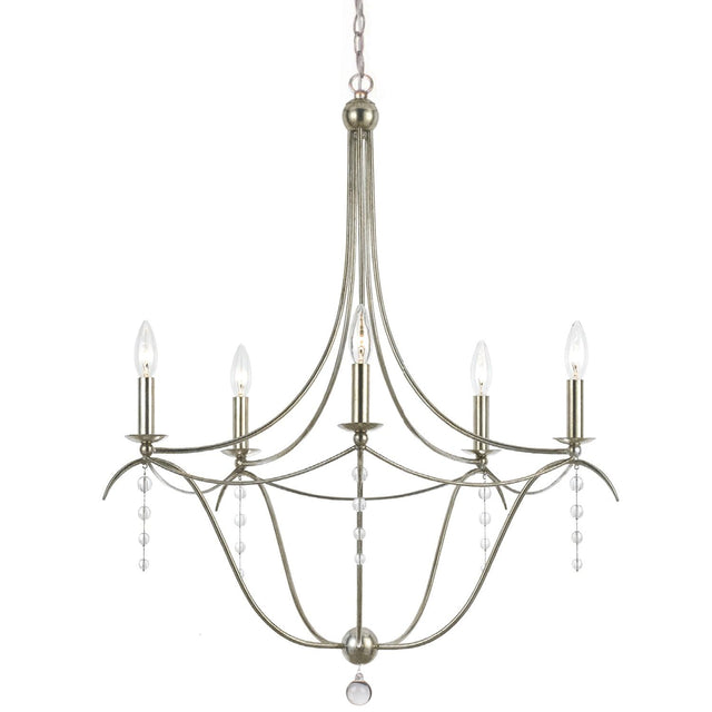 Crystorama Metro 5 Light Crystal Antique Silver Chandelier