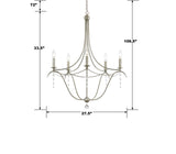 Crystorama Metro 5 Light Crystal Antique Silver Chandelier