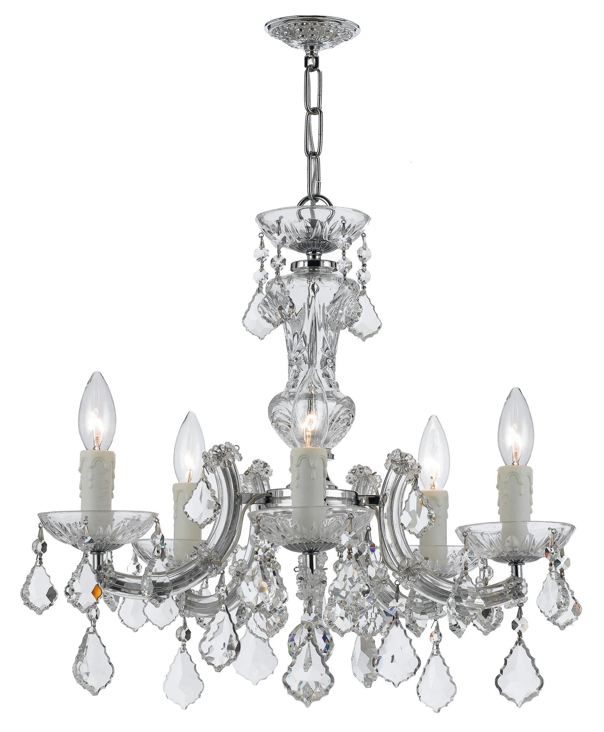 Crystorama Maria Theresa 5 Light Hand Cut Crystal Polished Chrome Chandelier