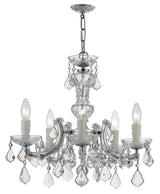 Crystorama Maria Theresa 5 Light Hand Cut Crystal Polished Chrome Chandelier