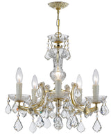 Crystorama Maria Theresa 5 Light Hand Cut Crystal Gold Chandelier