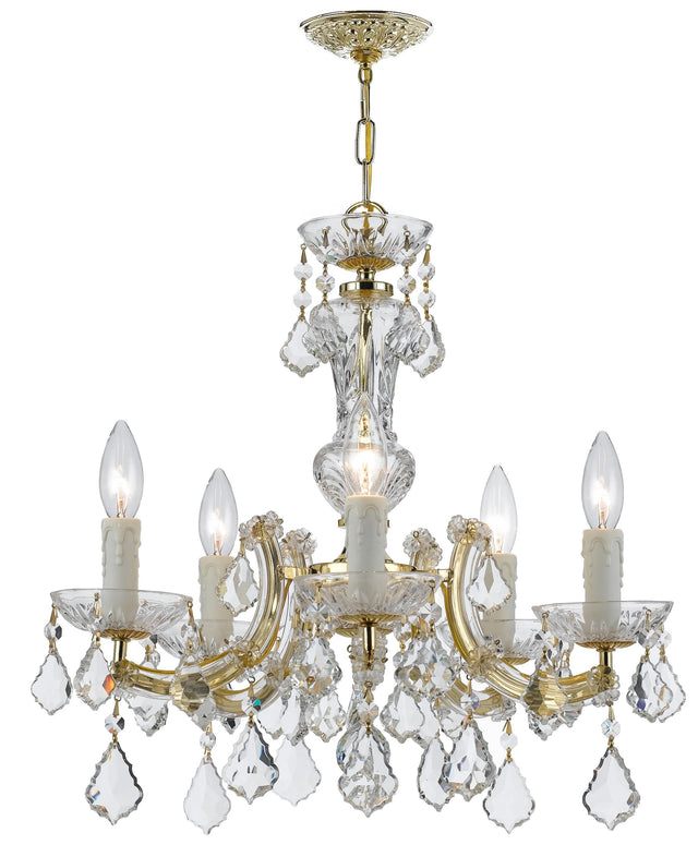 Crystorama Maria Theresa 5 Light Hand Cut Crystal Gold Chandelier