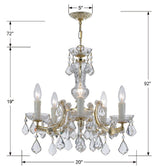 Crystorama Maria Theresa 5 Light Hand Cut Crystal Gold Chandelier