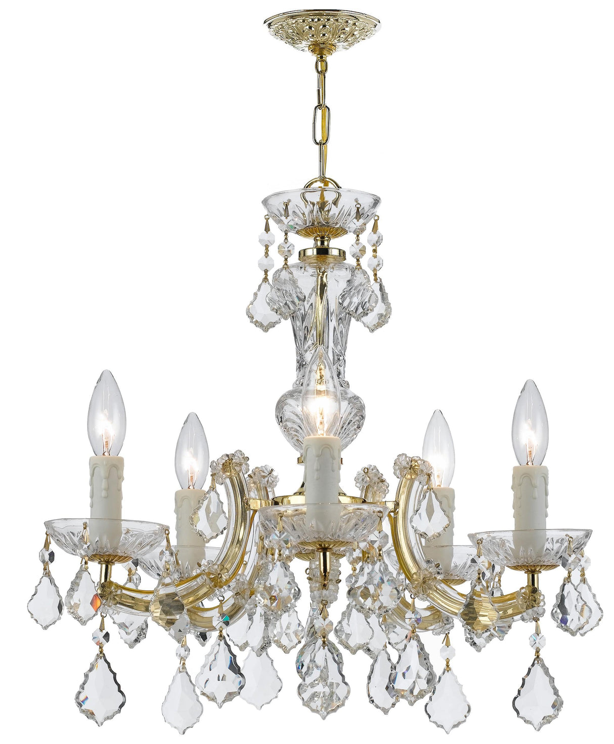 Crystorama Maria Theresa 5 Light Swarovski Strass Crystal Gold Chandelier