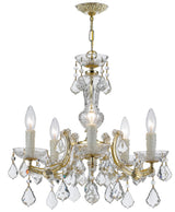 Crystorama Maria Theresa 5 Light Swarovski Strass Crystal Gold Chandelier